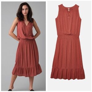 Prana Rust Orange Sentinel Midi Rust Summer Dress Size Medium